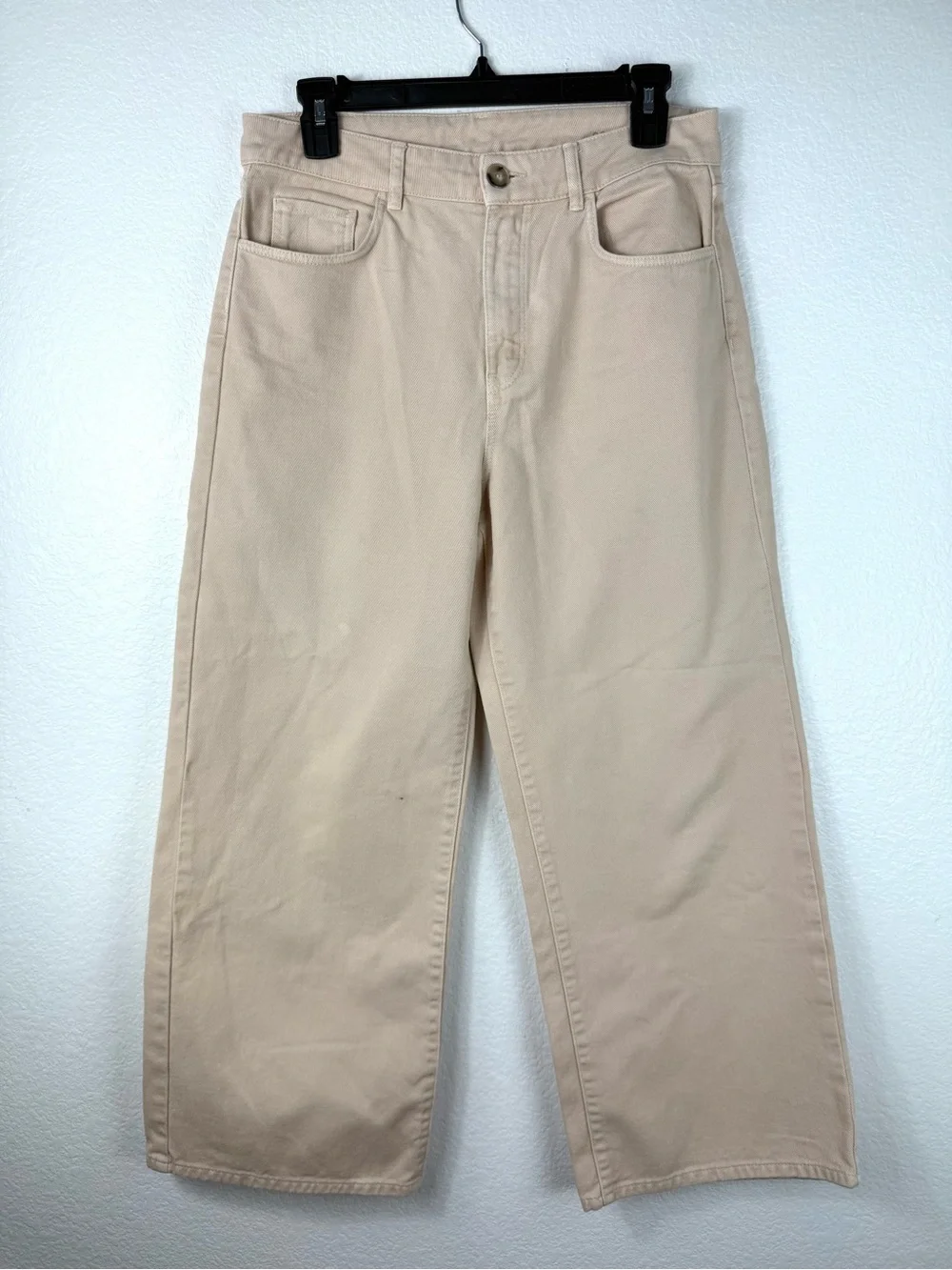 Massimo Dutti Wide Leg Beige wide leg cropped Pants size 6
